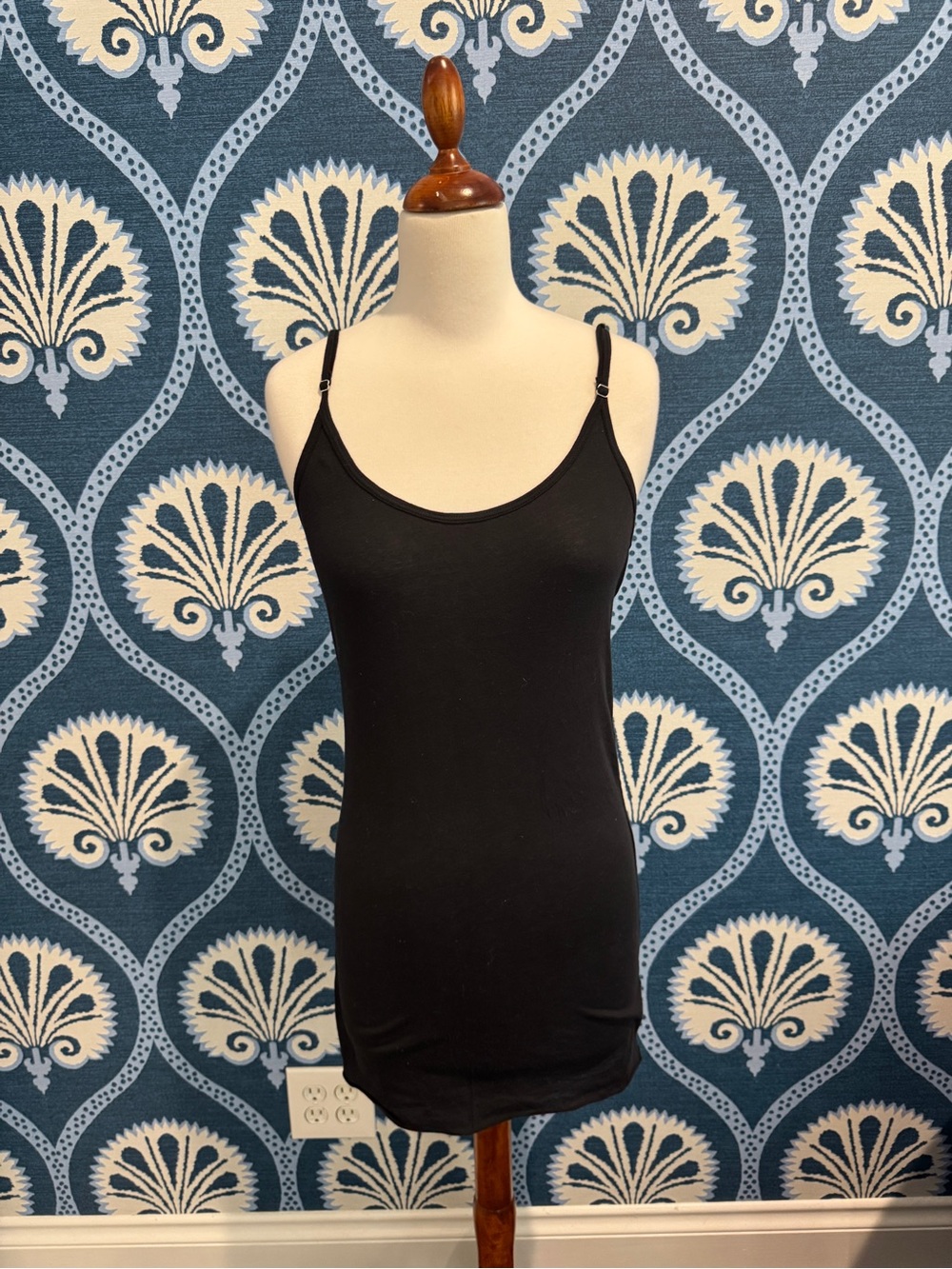 Michael Stars Black Slim Scoop Neck Tank with Adjustable Straps